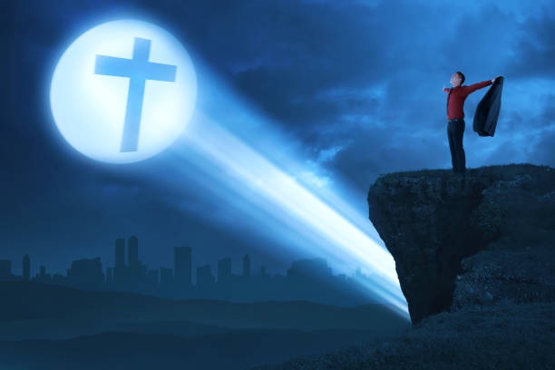 istock Man raising hand with open palm praising to god 862271254
