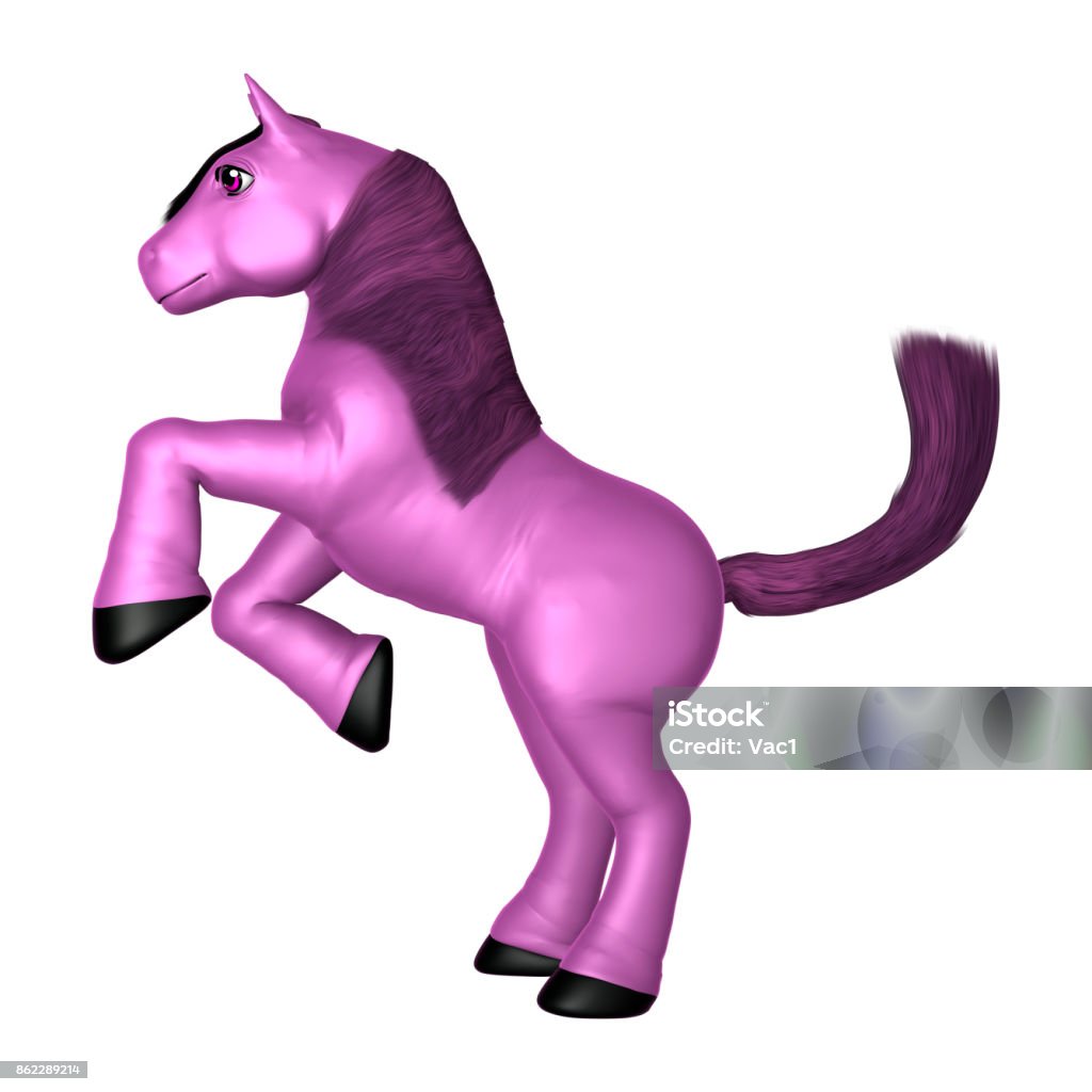Puple Pony 3d Rendering Purple Pony On White Stock Photo - Download Image Now ...