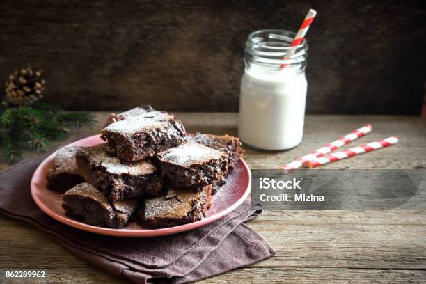 Brownies For Christmas Stock Photo - Download Image Now - Backgrounds, Baked, Bakery