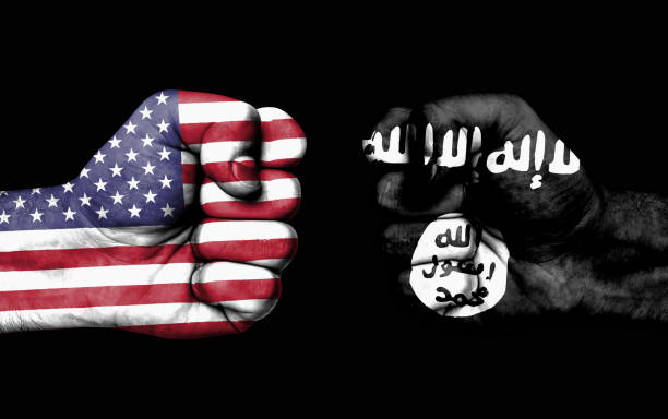 istock Conflict between USA and Islamic State - male fists 862290280