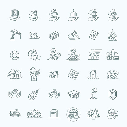 Home risk and insurance icons- vector icon set