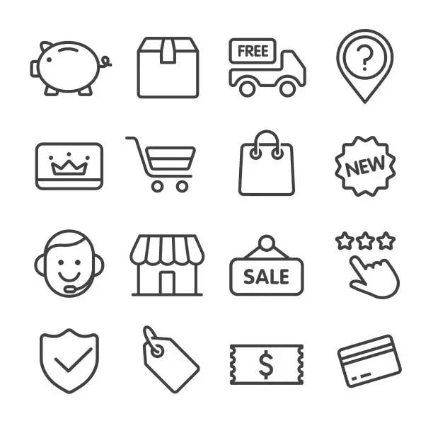 Vector illustration of Shopping and Retail Icons Set - Line Series