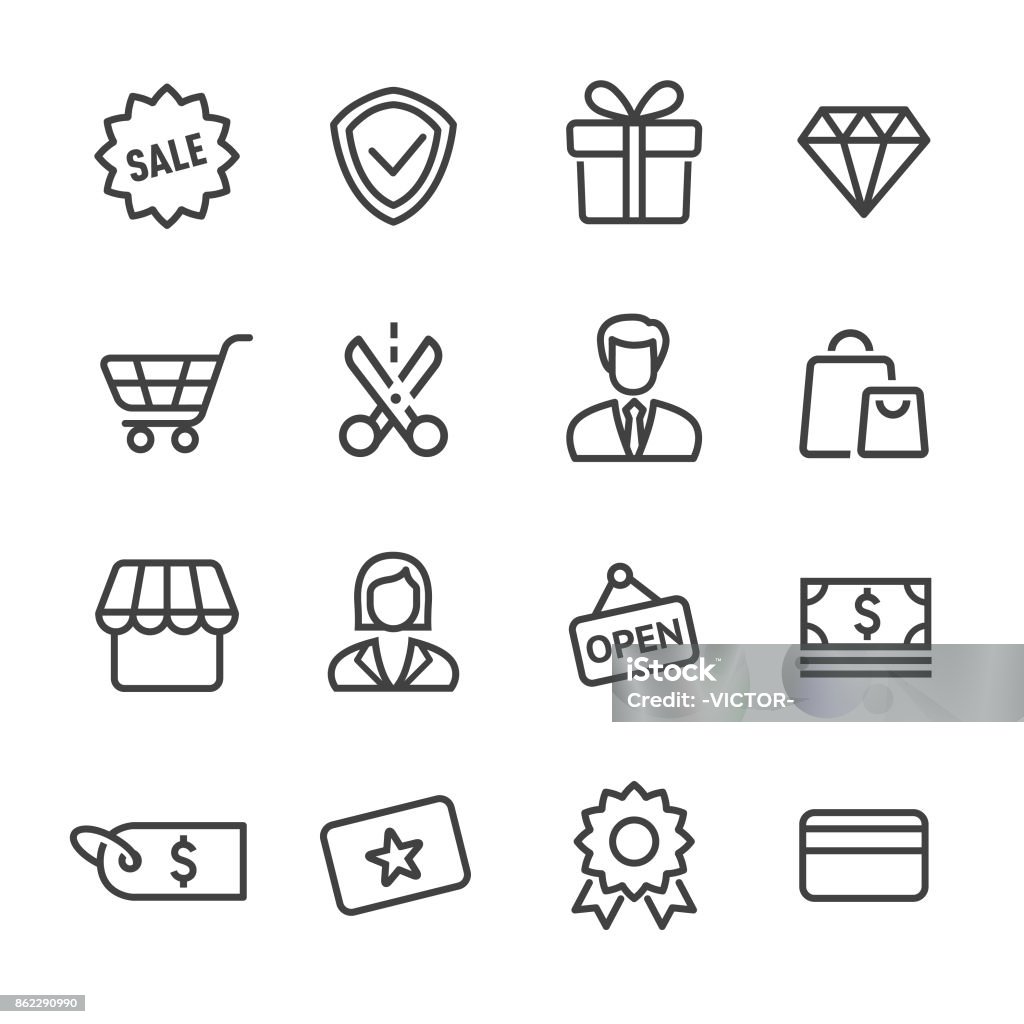 Shopping and Retail Icon - Line Series Shopping, Buying, Retail, Sale, Icon Symbol stock vector
