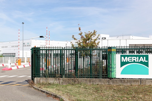 Saint Priest, France - October 7, 2017: Merial industrial site in Saint Priest in France. Merial is a multinational animal health company