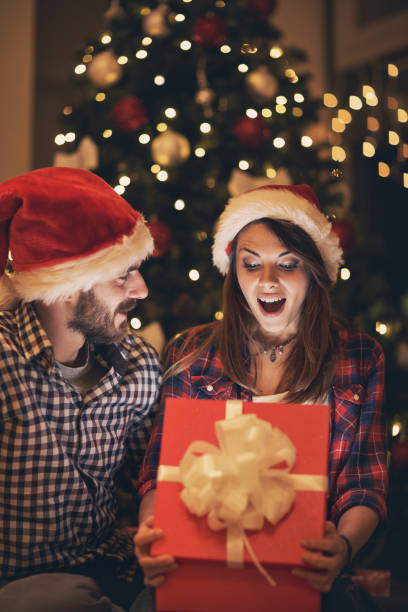 istock Girl looking at big box with New Year gift 862298526