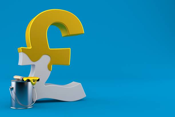 istock Pound symbol with golden paint 862301628