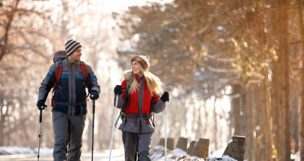 istock Boy and girl skiing in forest 862310176