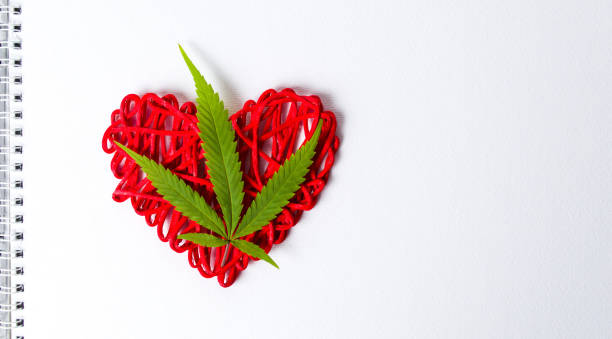 Marijuana leaf on a heart shape in notebook Marijuana leaf on a heart shape in notebook page book heart shape valentines day copy space stock pictures, royalty-free photos & images