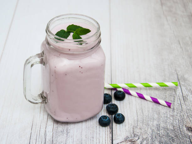 istock Glass with blueberry yogurt 862320880