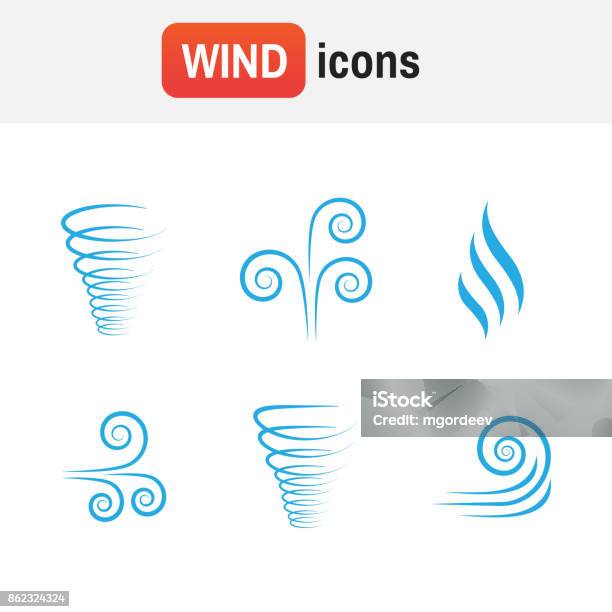 Air Wave Vector Illustration Vector Of Wind Icon Collection Stock Illustration - Download Image Now