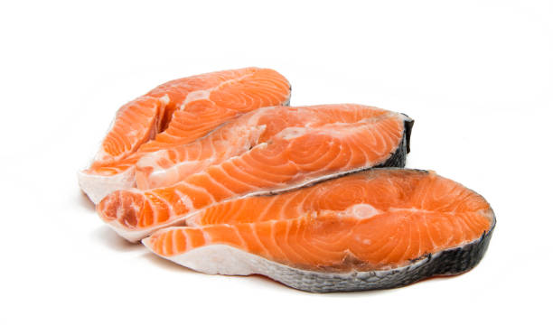 istock Pieces of red fish isolated 862324816