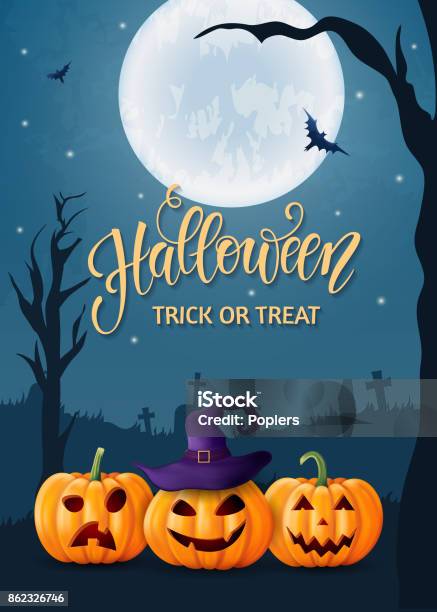 Halloween Background Pumpkin Greeting Card For Party And Sale Autumn Holidays Vector Illustration Eps10 Stock Illustration - Download Image Now