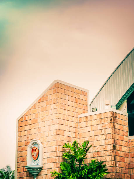 construction and architecture detail from modern building with red brick