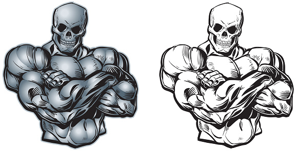 Vector Cartoon Muscular Torso With Skull Head Stock Illustration - Download  Image Now - Muscular Build, Skull, Muscle - iStock