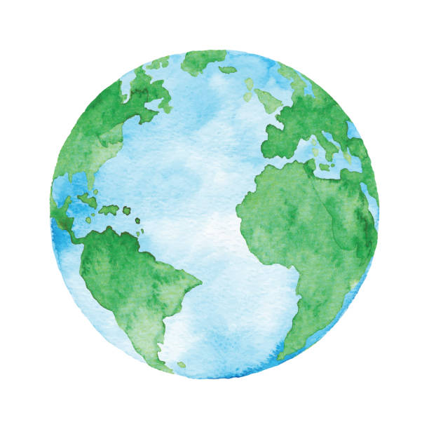 Watercolor Planet Earth Vector illustration of watercolor painting. planet earth illustrations stock illustrations