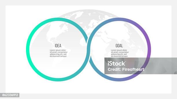 Business Process Timeline Infographics With 2 Options Circles Vector Template Stock Illustration - Download Image Now