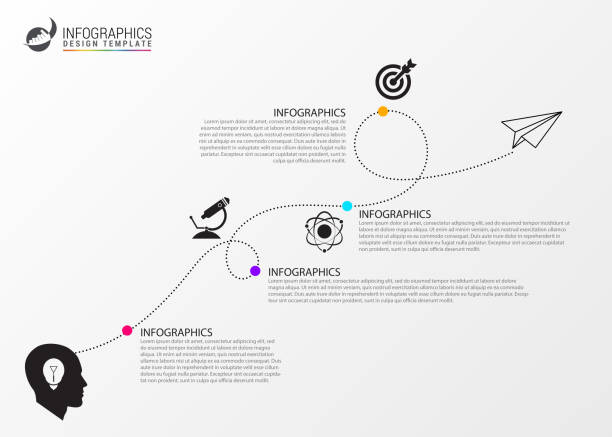 timeline-infografik-vorlage. business konzept eith symbole - kunst grafiken stock-grafiken, -clipart, -cartoons und -symbole