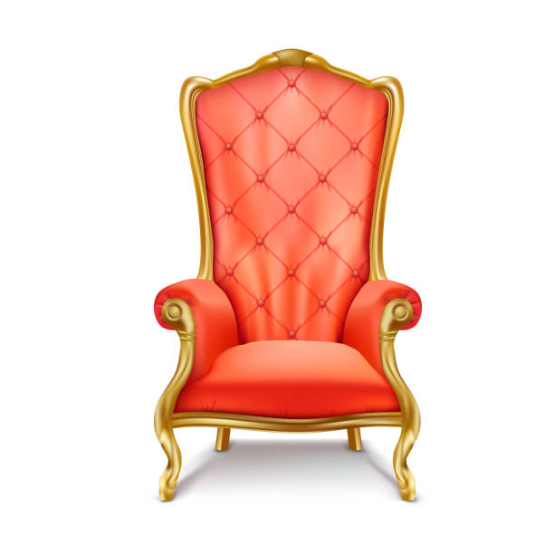 illustrations, cliparts, dessins animés et icônes de vector réaliste luxueux royal trône rouge - throne