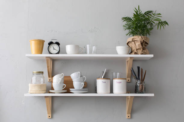 istock Utensils and mugs on shelf 862345426