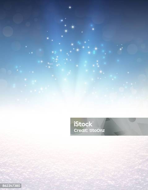 Festive Light Explosion On Snow Stock Photo - Download Image Now - Backgrounds, Celebration, Christmas