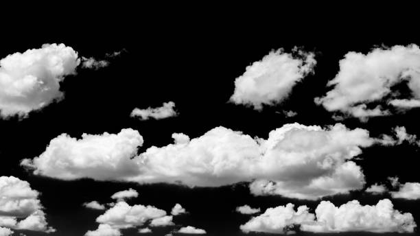 istock Sky and clouds isolated on black, Black and white image 862347726