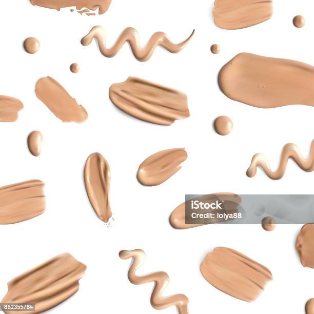 Liquid Foundation Smears On White Background Stock Illustration - Download Image Now - Make-Up, Foundation Make-Up, Textured