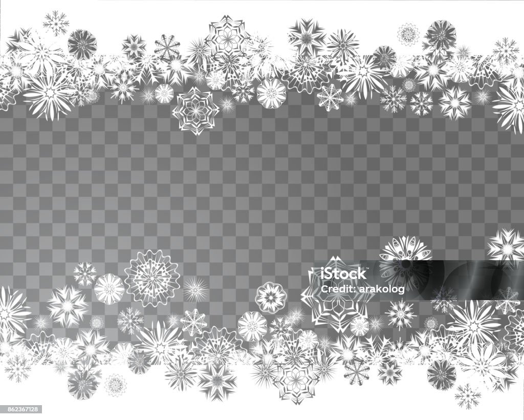 Snowflakes on a transparent background Snowflakes on a transparent background. Abstract snow background for your Christmas design. Place for your text. Vector illustration Snowflake Shape stock vector