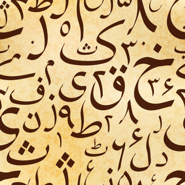 ilustrações, clipart, desenhos animados e ícones de letras de urdu caligrafia pergaminho antigo velho, abstrata padrão sem emenda - arabic language