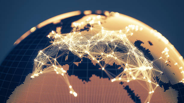 istock Abstract Golden Globe With Glowing Networks - Europe 862371232