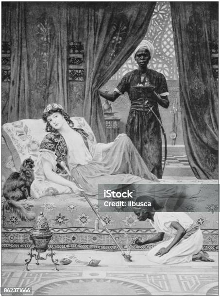 Antique Photo Of Paintings Woman Stock Illustration - Download Image Now - African Ethnicity, Queen - Royal Person, Arab Culture