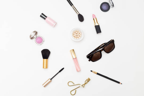 istock Styled female accessories on white background. Flat lay 862389216
