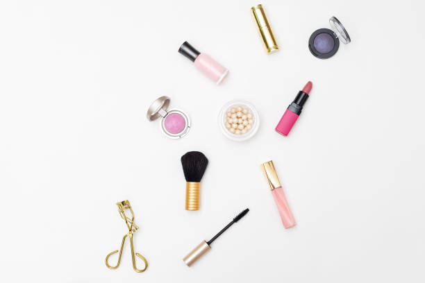 istock Female cosmetics arrangement flat lay 862389230
