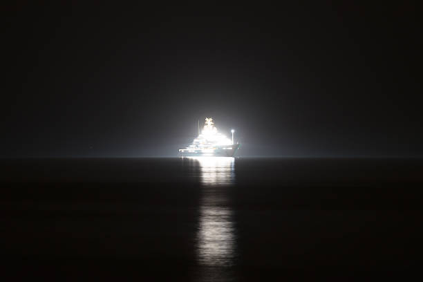 istock Expensive yacht in the sea at night. 862391690