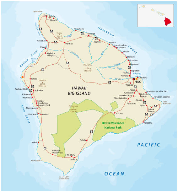 ilustrações, clipart, desenhos animados e ícones de mapa de ilha grande, hawaii, - hawaii islands map island cartography