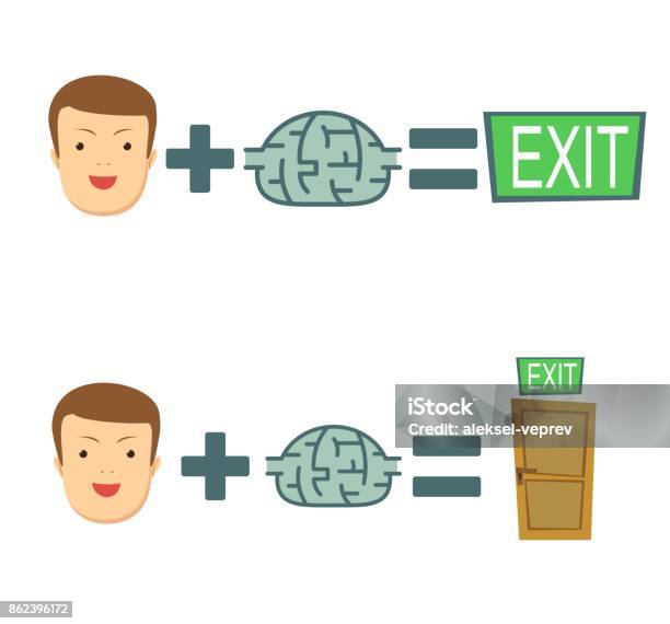 Brains Help To Find A Way Out Stock Flat Vector Illustration Stock Illustration - Download Image Now