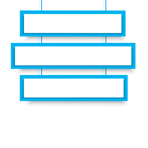 illustrations, cliparts, dessins animés et icônes de vecteur vide 3 ligne bleue bancal suspendus bannières. illustration vectorielle. - stack file paper document