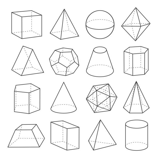 ilustraciones, imágenes clip art, dibujos animados e iconos de stock de formas geométricas esquema conjunto - prismas rectangulares