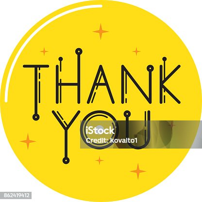 istock Thank you icon, vector lettering 862419412
