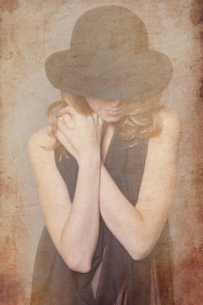 istock Redhead woman in black hat and clother 862419824