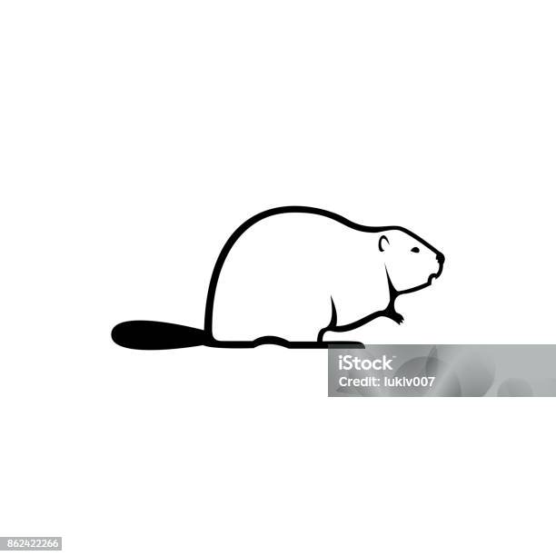Vector Beaver Silhouette View Side For Retro Symbols Emblems Badges Labels Template Vintage Design Element Isolated On White Background Stock Illustration - Download Image Now