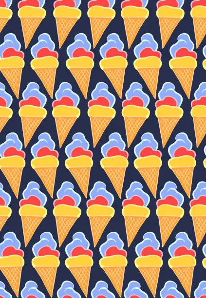 Vector illustration of Seamless pattern with bright sweet pink ice creams