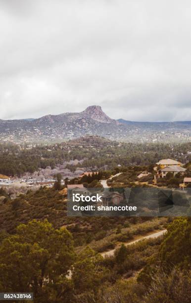 Thumb Butte And Homes Stock Photo - Download Image Now - Arizona, Butte - Rocky Outcrop, City