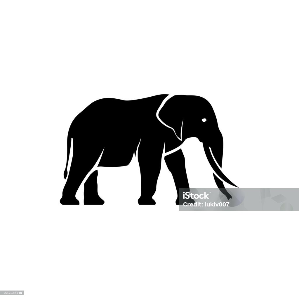 Vector elephant silhouette view side for retro icons, emblems, badges, labels template vintage design element. Isolated on white background Elephant stock vector