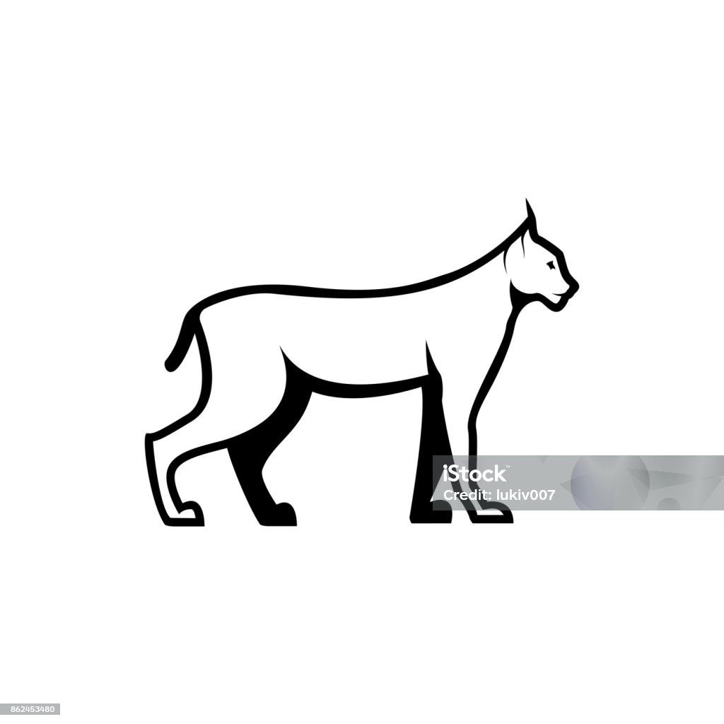 Vector lynx silhouette vue côté pour icônes rétro, emblèmes, insignes, élément de design vintage modèle étiquettes. Isolé sur fond blanc - clipart vectoriel de Lynx libre de droits