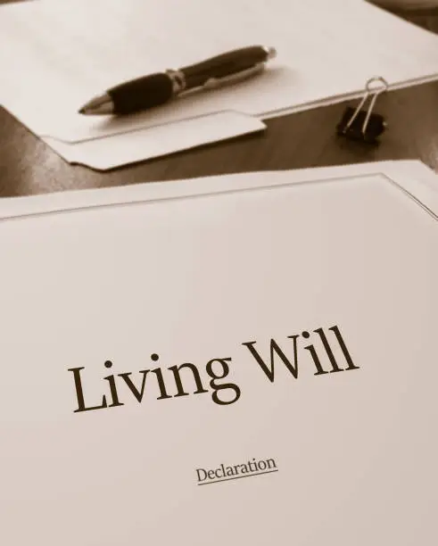 Living Will document on a desk