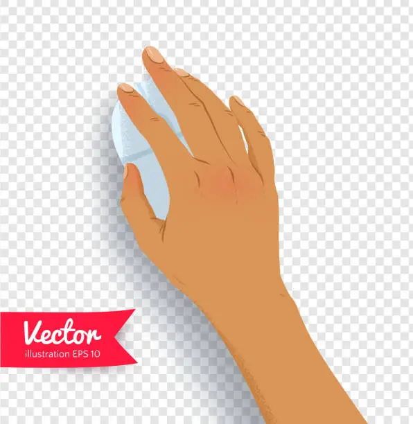 Vector illustration of Female hand with computer mouse