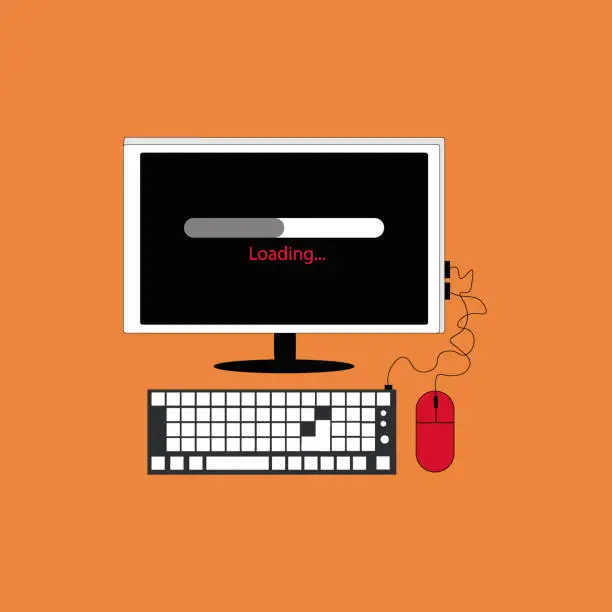 Vector illustration of Computer with load bar.