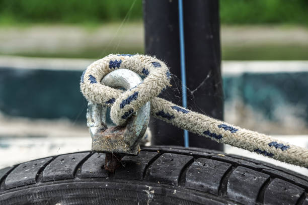 istock Image of a carabiner hook with a climbing rope 862461910