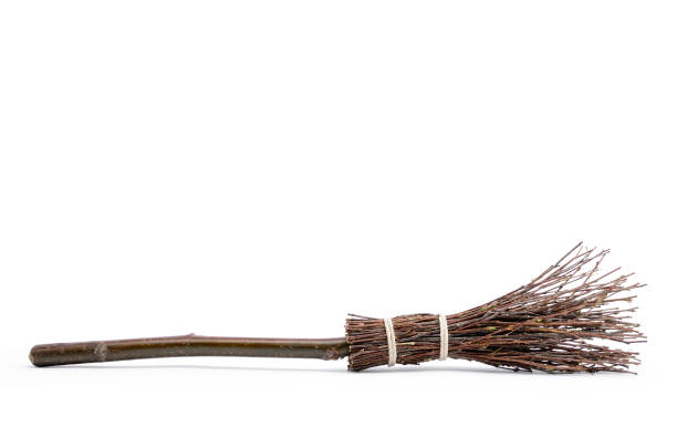 Witch's magic broom isolated on white background Witch's magic broom isolated on white background broom photos stock pictures, royalty-free photos & images