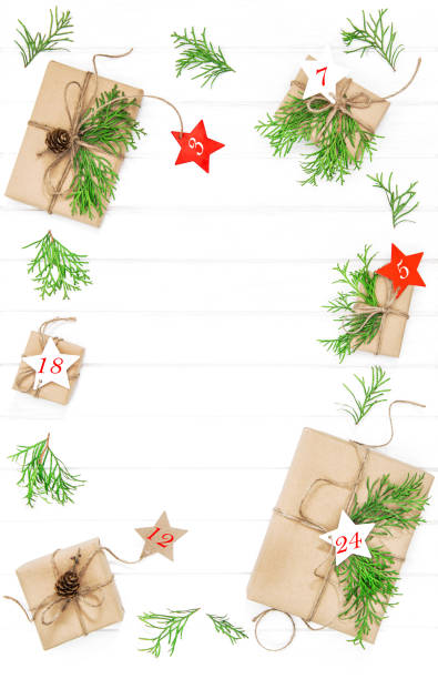 istock Advent calendar Wrapped gifts christmas decoration Flat lay 862472056